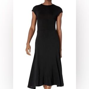 Vince Classic Cap Sleeve Black Maxi Dress Size L